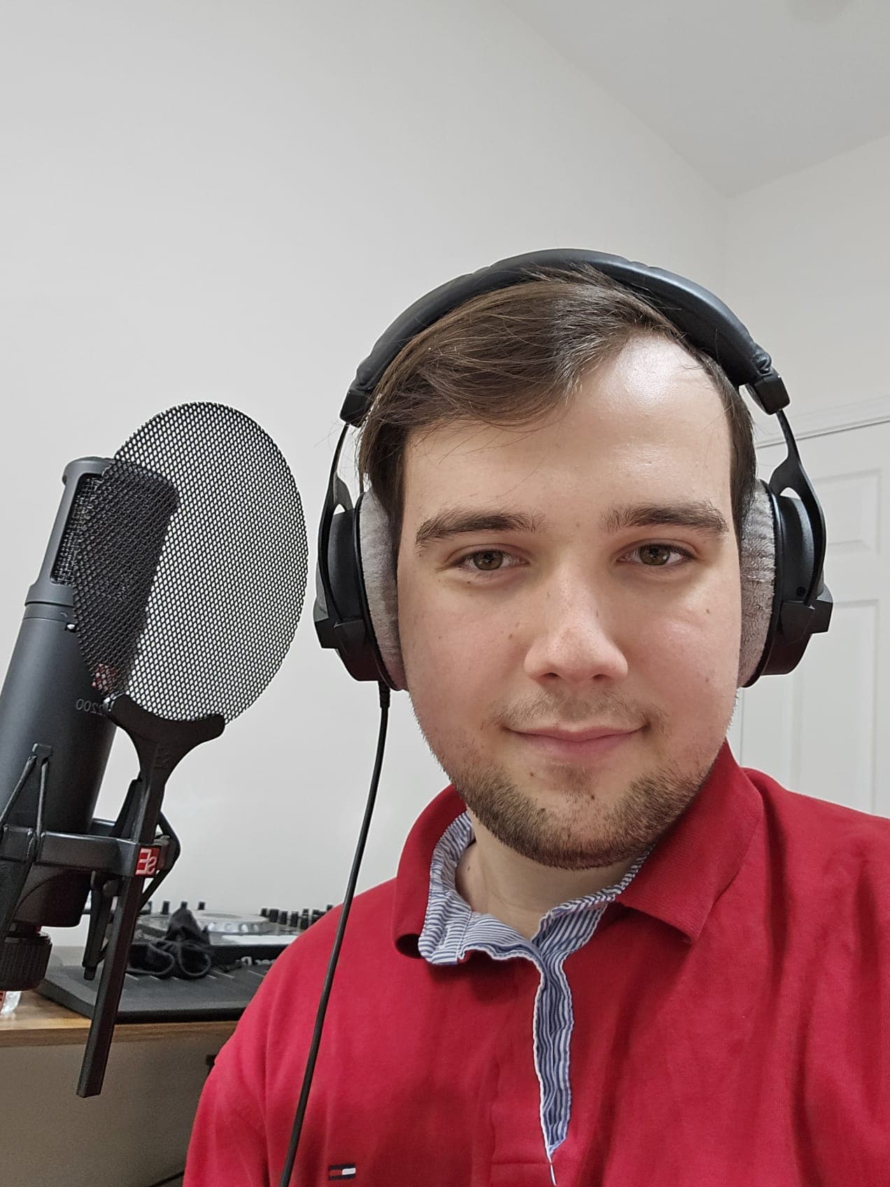 Teodor Costache wearing headphones